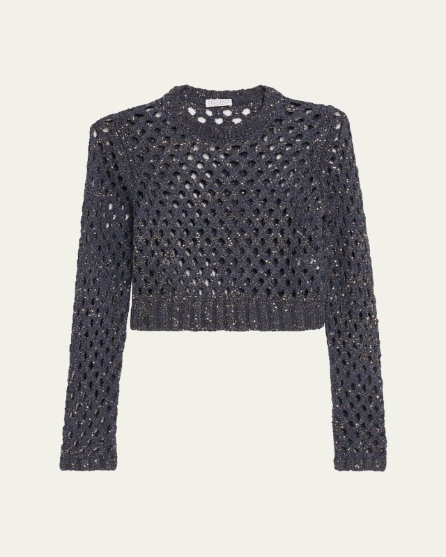 Sparkling Silk-Linen Crewneck Sweater
